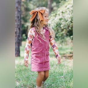 Cheeky Plum Corduroy jumper set- Wild plum, long sleeve Floral Top, size 6